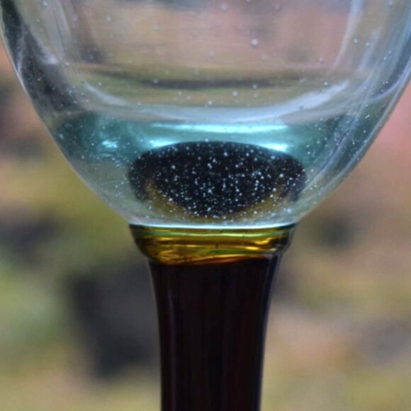 Kalalou Hand Blown Wine Glasses Set of 2 – Amber Rim Recycled Glass - Picture 5 of 7